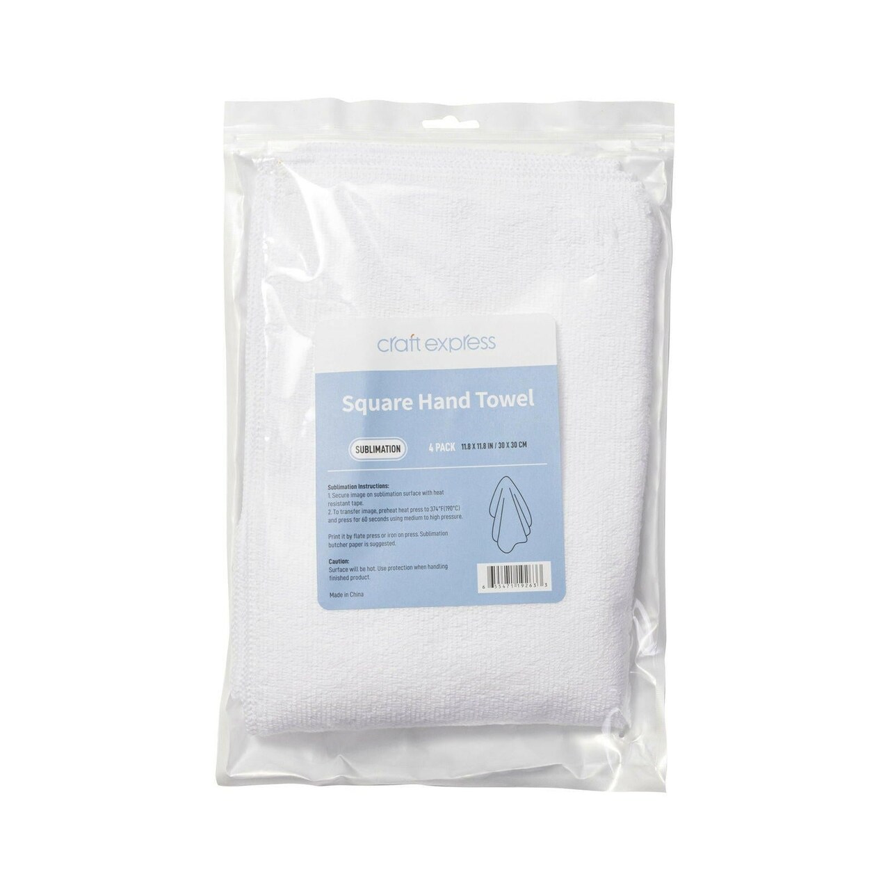 Craft ExpressWhite 12" Square Towels, Sublimation Microfiber Blanks